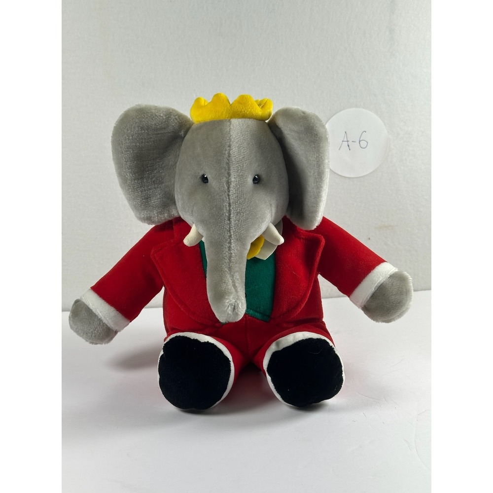 Vintage 1988 Gund Babar the Elephant Plush King Outfit Stuffed Animal Toy A-6